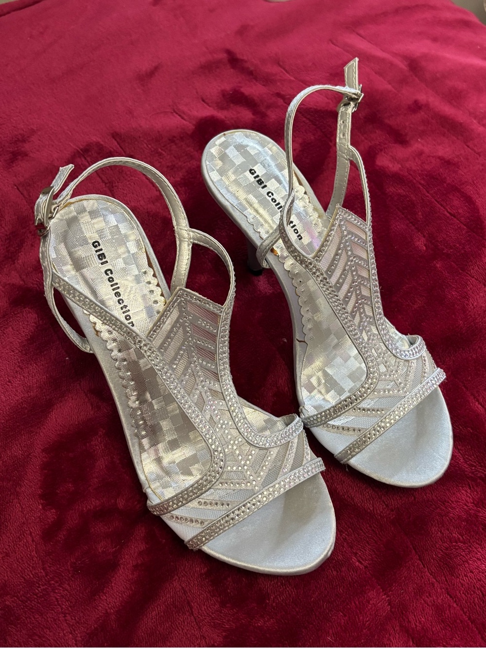 Women's Silver Beaded Evening Sandals